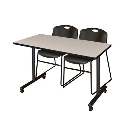 KOBE Rectangle Tables > Training Tables > Kobe Mobile Table & Chair Sets, 48 X 24 X 29, Maple MKTRCC4824PL44BK